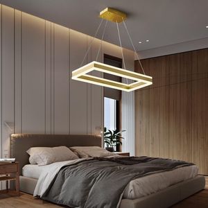 Lampy wiszące prostokąt/kwadrat LED żyrandolowy salon sypialnia studium jadalni żyrandole komercyjne biuro oświetlenia