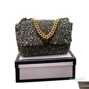 Serie Luxury Big Brand Bag Genuine Woolen Fashion Shoulder Bags Golden Chain Stone Women's Wallet Cross Body Fanny Pack