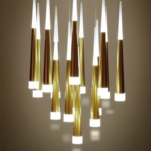 Nowoczesne stożkowe lampy wiszące LED wiele głów aluminium akrylowe jadalnia salon barka kawiarnia wisząca lampa