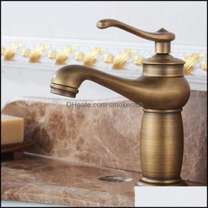 Bathroom Faucets, Showers As Home & Gardethroom Sink Faucets Faucet Antique Bronze Finish Brass Basin Solid Single Handle Water Mixer Taps F