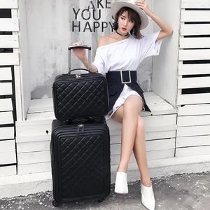 Suitcases Fashion PU Trolley Suitcase Set Travel Luggage Women Case Boarding Spinner Carry On High Quality Brand LuggageSuitcases