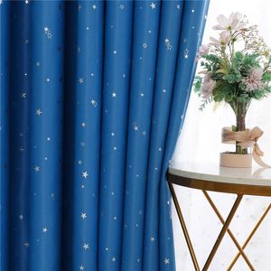 Blå lycklig stjärna tryckt blackout gardin för vardagsrum Barnrum Sovrum Modernt fönsterbehandling Drapes 100% Polyester Rosa 210712