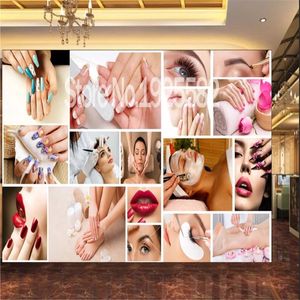 Tapeten Mode Schönheit Salon Industrie Dekor Wand Papier 3D Semi Permanent Make-Up Haar Entfernung Nagel Shop Hintergrund Wandbild Tapete