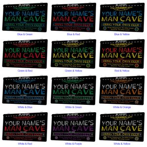 LX1221 Your Names Man Cave Bring Your Own Beer Light Sign Dual Color 3D Engraving