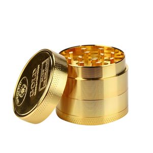 Golden Tobacco Grinder 4 lager 40mm Rökning Tillbehör Spice Dry Herb Crusher Högkvalitativ Lokal Tyrant Gold Aluminium Alloy Herbal Grinders