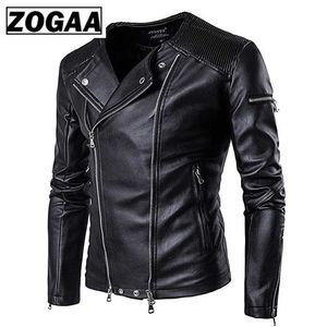 Zogaa Herren PU Lederjacke Männer Fitness Mode Männlich Moto Biker Lederjacke 211111