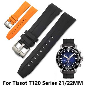 21mm 22mmゴム製シリコーンストラップブラックオレンジバンドTissot Stalfish 1853 T120 T055時計アクセサリー