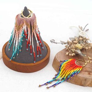 Go2boho Beaded Earring Smycken 2021 Trend Native Style Stor Tassel Öron Ringar Kvinnor Bohemian Miyuki Hoop Errrings Pendientes