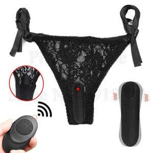 Kraftfulla 10 hastigheter Trådlös Vibrator Lace Underkläder Panty Sexleksaker För Kvinnor Klitorisk Stimulator Osynlig Vibrerande Bullet Edgp0804