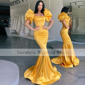 2K21 Damska Długa Mermaid Prom Sukienka Sweetheart Eleganckie Ruffles Rękawy Satynowe Caftan Arabskie Suknie Wieczorowe Formalne Dresses