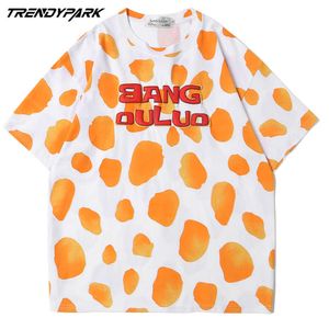 Tshirt da uomo Blocchi di colore Stampato manica corta Hip Hop Cotone oversize Casual Harajuku Streetwear Top Tee T-shirt 210601