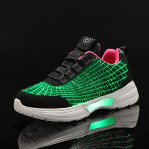 Unclejerry Aydınlık Sneakers Yeni Fiber Optik Ayakkabı Kadın Erkek Erkek Kız Için USB Şarj Edilebilir Ayakkabı Noel Hediyesi için 210303