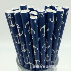 White Anchor Navy Paper Straws Marine Wedding Kids Birthday Baby Shower Party Decoration 353 R2