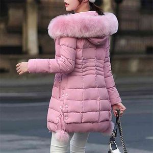 Faux Fur Parkas Kvinnor Down Jacket Vinter Tjock Snö Slitage Coat Lady Clothing Kvinna S 210529