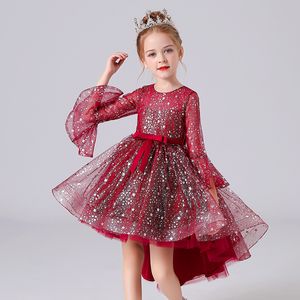 Kids Costumes Elegant Princess Dresses For Girls Wedding Party Pagoda Sleeve Dress Ball Children Trailing Skirt Clothing 20220308 H1