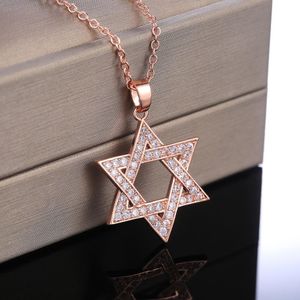 Wholesale brilliant roses for sale - Group buy Pendant Necklaces CAOSHI Delicate Six pointed Star Necklace For Women Rose Gold Color Micro Paved Brilliant Cubic Zirconia Fashion Jewelry