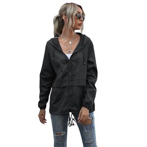 Kvinnor Jacka Raincoat Windbreaker Vattentät Lätta Förpackningsbara Hooded Ytterkläder