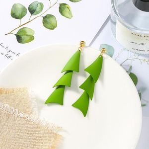 Stud Small Fresh Geometric Green Earrings Summer Ear Hook Holiday Avocado Frosted Texture Female