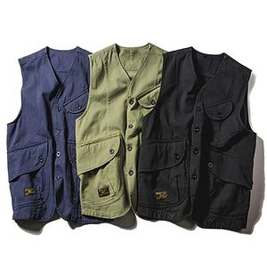 Men s Vests Colors Europe Solid Vest With Pockets Sleeveless Jackets Coats Men Casual Vintage Waistcoat Tops Summer Autumn Clothing