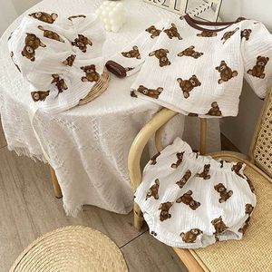 Milancel 2021 Autumn New Baby Clothing Set Bear Blouse and Bloomer 2 Pcs Baby Suit Boys Outfit Toddler Girls Clohes G1023