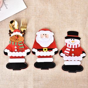 Christmas cutlery pouch 12*18 cm santa claus snowman moose shaped kitchen knife fork storage bag