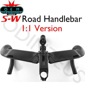 Bike Handlebars &Components S-W Bicycle SL7 Road Handlebar Customized 1:1 400/420/440mm Stem 80-120mm Computer Stand Gasket And Cover