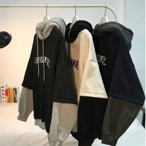 YICIYA winter warm Thick Hooded Loose Korean-Style Y2k Harajuku Clothes Brushed oversized crop top Female male met couple outfit 211023