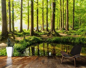 Wallpapers Papel De Parede Sunshine Forest Lake Natural Landscape 3d Wallpaper Mural,living Room Tv Wall Bedroom Papers Home Decor