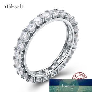 Real 925 Sterling Silver Rings Stunning Full 2/3/4mm Shiny Zirconia Engagement Jewellery Eternity Promise Tennis Wedding Jewelry Factory price expert design