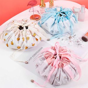 Lazy Cosmetic Bag Velvet Drawstring Bags Cartoon Makeup Organizer Storage Bags Travel Cosmetic Pouch Magic Toiletry String Bag DHJ46