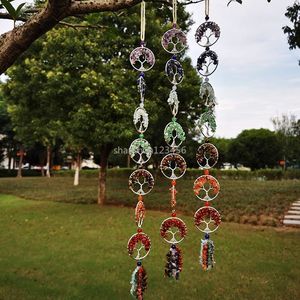 Yoga 7 Chakra Natural Stones Healing Crystals Tree of Life Wall Hanging Pendant Ornament Decoration for Good Luck Reiki Yoga Meditation Home Decor