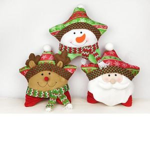 2021 neue schöne sternförmige Weihnachtsdekoration Weihnachtsmann/Elch/Schneemann Kissen Kissen Home Festival Dekorationen Weihnachtsgeschenke für Kinder