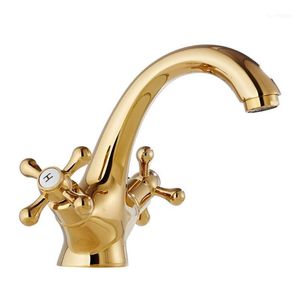 Bathroom Sink Faucets Dual Handle Basin Vessel Taps Deck Mounted Brass And Cold Washing Faucet Antique M4YD1