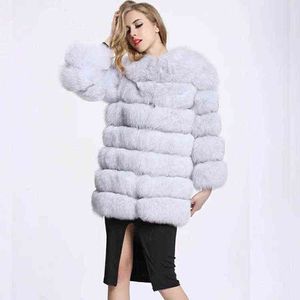 겨울 럭셔리 긴 밍크 코트 여성 따뜻한 가짜 모피 코트 플러스 사이즈 솜털 재킷 Bontjas 211207