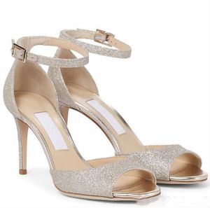 Sommar Elegant Märke Jenique Sandals Peep Toe Platform Högklackat För Kvinnor Ankelband Stiletto Heels Lady Party Bröllopsklänning EU35-43