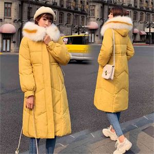 Höst / Vinter Down Jacket Kvinna i Long Loose Cotton Coat 210923