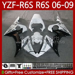 White Black Moto Fairings para Yamaha YZF-R6S YZF R6 600 CC YZF600 2006-2009 Corpo 96No.165 YZFR6S 2006 2007 2009 YZF-600 600CC YZF R6S 06 07 08 09 OEM Bodywork Kit