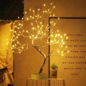 LED Tabletop Bonsai Tree Light Touch Switch DIY Artificial Light Tree Lamp Decoration Festival Holiday Battery/USB Operated