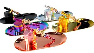 new launched smoking set metal herb grinder rainbow rolling tray bling blunt holder RRA11909