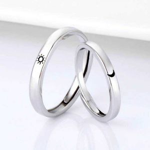 2 stks Sun en Moon Lover Paar Ringen voor Dames Ringen Set Promise Wedding Bands voor hem en haar X0715
