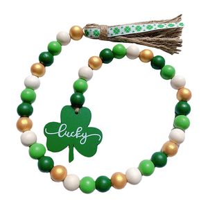 Paskalya St.Patrick Günü Ahşap Boncuk Çelenk Püsküller Ile Çiftlik Evi Rustik Ülke Ahşap Boncuklu Boho Garlands Katmanlı Tepsi Dekor Için