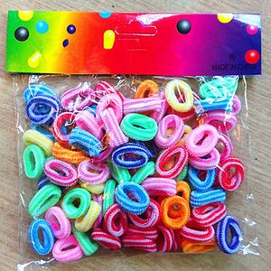 100 st per lot ringband Flickor Färgglada Elastiska Rope Tie Gums Kids Gummi Band Ponytailhållare Hårtillbehör