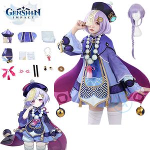 I lager anime game genshin påverkan projekt qiqi cosplay costume zombie tjej klänning set halloween kläder jul y0903