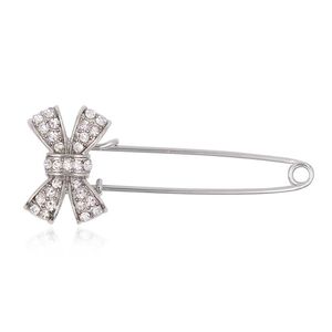 Pins, broscher Classic Crystal Rhinestone Bowknot Brosch Metal Safety Clasp Pin Man Passar Mode Smycken Tillbehör