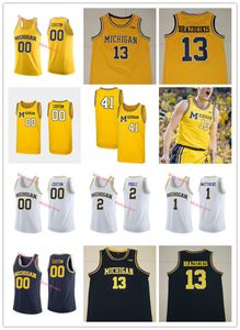 Michigan Wolverines Stitched College Basketball Jersey Nik Stauskas Trey Burke Gary Grant Cazie Russell Glen rice jalen Rose Iggy Brazdeikis Hunter Dickinson