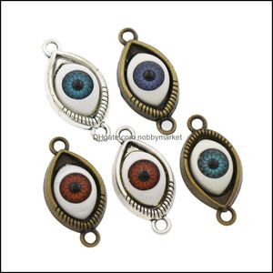 Alloy Loose Beads Jewelry Evil Eye Hamsa Connector Charm 60Pcs/Lot 5Colors Antique Sier/Bronze For Friendship Bracelet L1662 Drop Delivery 2