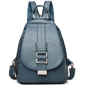 3 In 1 Women Real Leather Backpack Casual Women's Breast Bag Sac A Dos Travel Women Bagpack Mochilas School bags for girls