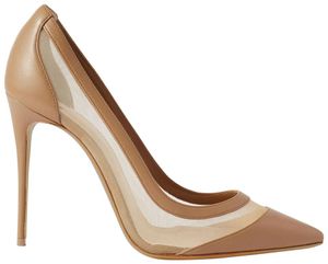 ファッション女性の靴セクシーなデザイナーヌードマットレザーレースメッシュポイントトゥスティレット12cm 10cm 8cmストリッパーヒール大型44 Zapatos Mujer