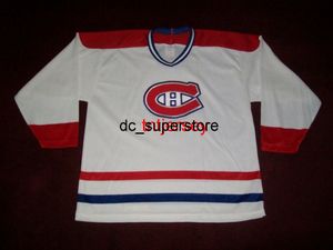 Tanie Custom Vintage Montreal Canadyans Canadiens Hockey Jersey CCM White Stitch Dodaj dowolny numer Nazwa Mężczyźni Kid Hockey Jerseys XS-5XL