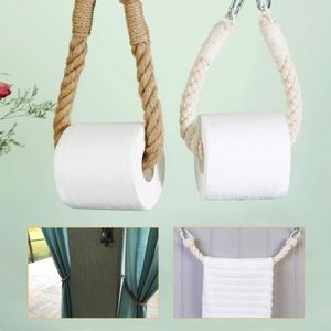 Toilet Paper Holders 1SET Towel Hanging Rope Holde Kitchen Bathroom Holder Storage Rack Suction Cup Wall Mounted Movable